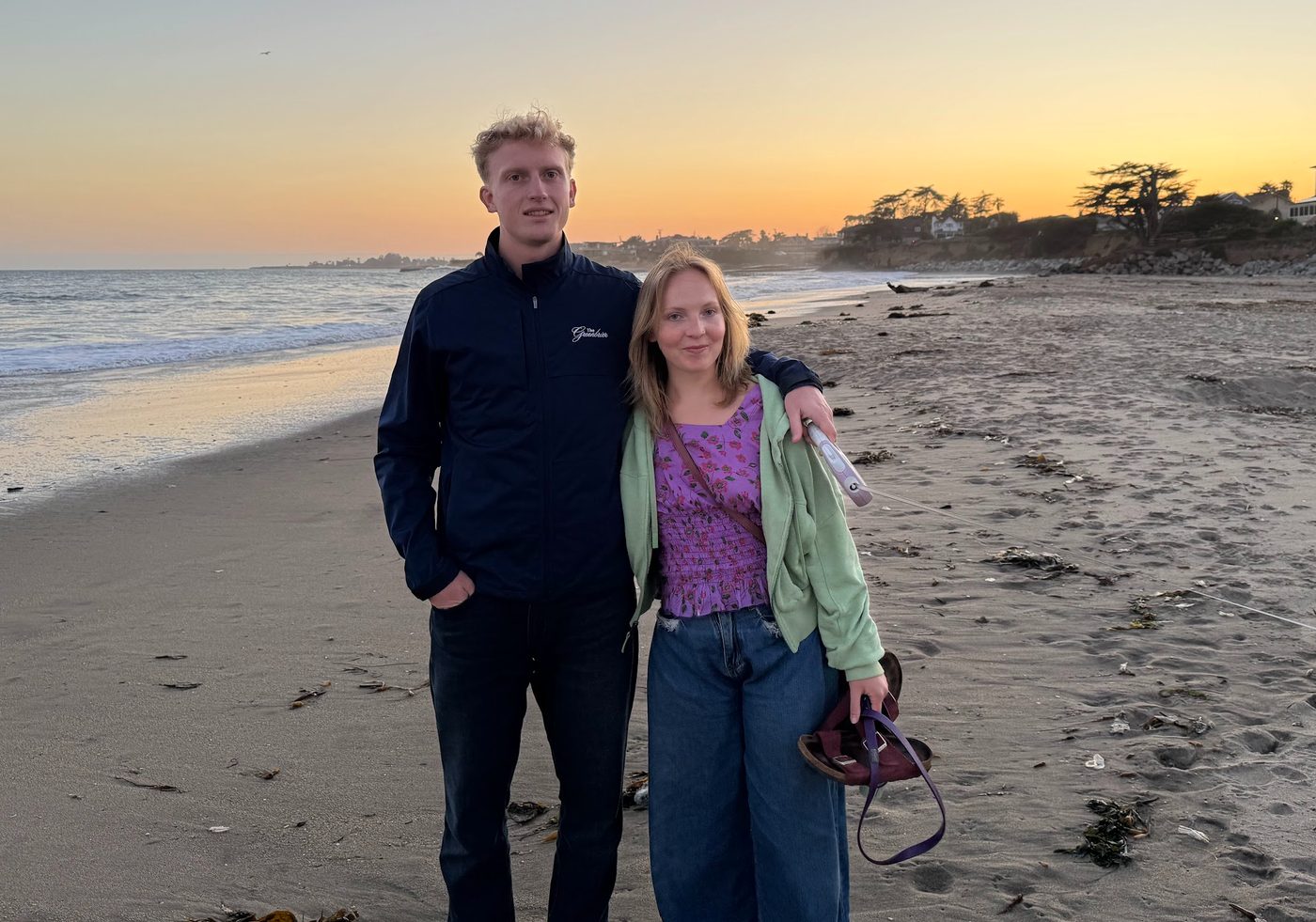 On the beach at sunset